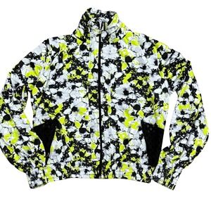 Eleven By Venus Williams Floral Track Jacket Yellow Black White Zip Women Size S